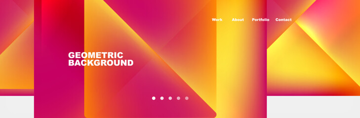 Colorful fluid gradient triangles and squares web site template. Vector Illustration For Wallpaper, Banner, Background, Card, Book Illustration, landing page