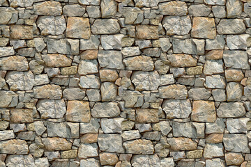 A wall made of stone with a pattern of small rocks