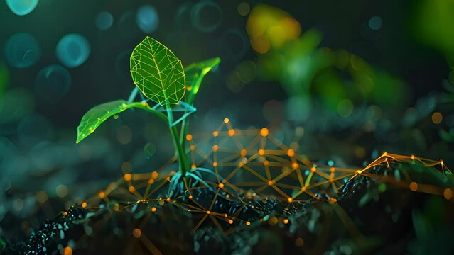 Digital Sprout Emerging from the Earth Network Concept
