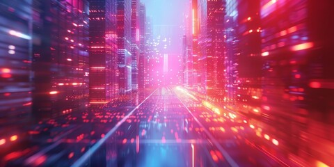 Obraz premium Futuristic neon grid