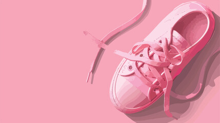 Shoe laces tied in knot on pink background Vector  style