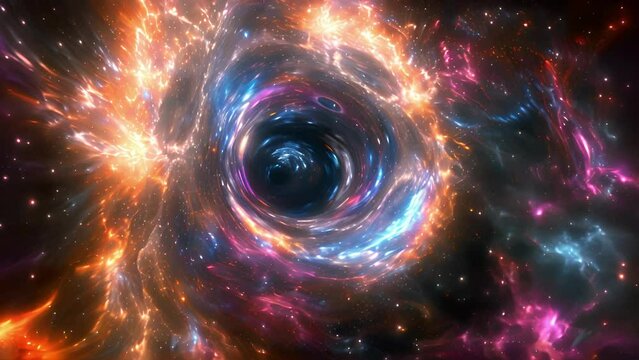 Majestic cosmic black hole surrounded by galactic colors