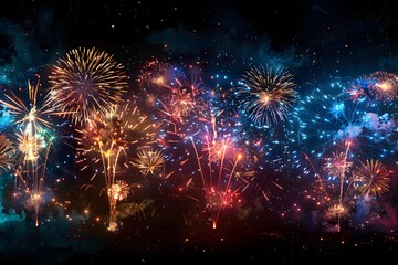 Fototapeta premium Colorful fireworks light up night sky