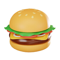 Tasty Burger Iconic Fast Food. 3D Render
