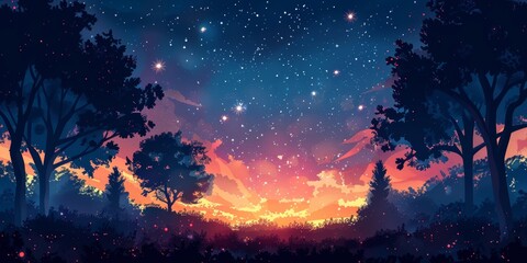 Fototapeta premium Dark night sky with bright stars