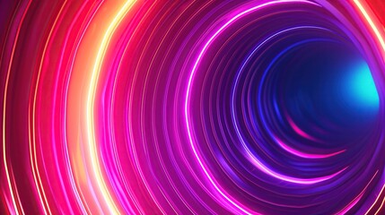 vibrant tunnel with concentric circles transitioning from red to blue with neon lighting effects