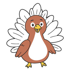 Cute vector illustration of a Turkey for toddlers story books