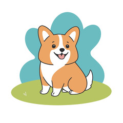 Cute Corgi for toddlers vector illustration