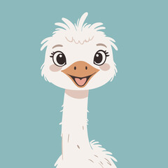 Cute Ostrich for children's literature vector illustration