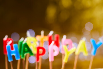 birthday candles on the yellow background