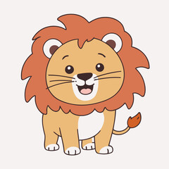 Vector illustration of a cute Lion for children book