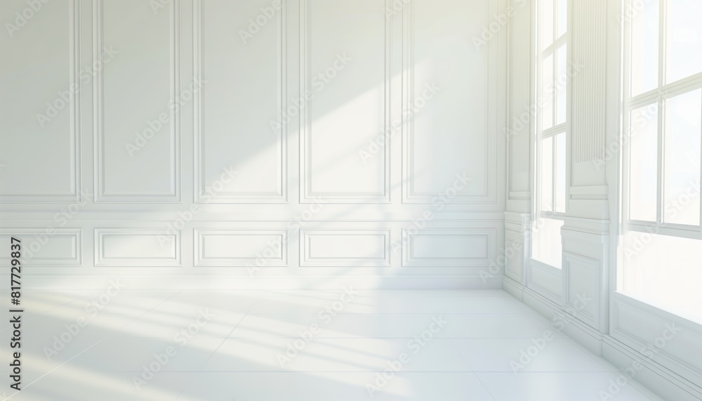 Wall mural Sunny white room with geometric shadows