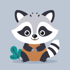 Cute Raccoon for young readers' picture book vector illustration