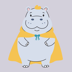Cute vector illustration of a Hippo for kids books