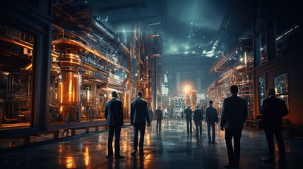 Engineers and Business Professionals in a High-Tech Industrial Facility