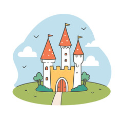 Cute Castle for kids books vector illustration