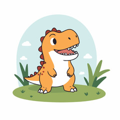 Fototapeta premium Cute vector illustration of a Dino for toddlers story books