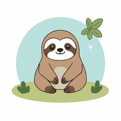 Fototapeta premium Vector illustration of an adorable Sloth for young readers' books