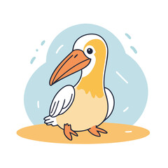 Vector illustration of a lovable Pelican for children's picture books