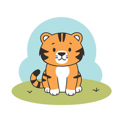 Cute vector illustration of a Tiger for children book