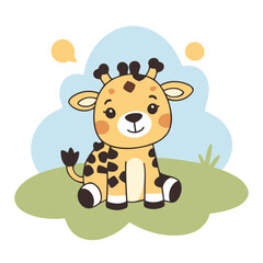 Vector illustration of a charming Giraffe for toddlers' learning adventures