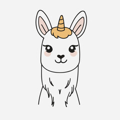 Cute Llama for children story book vector illustration