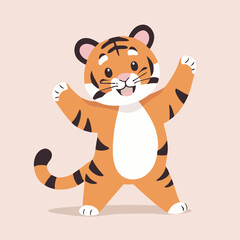 Cute Tiger for children's literature vector illustration