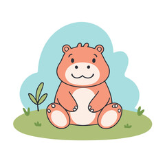 Cute vector illustration of a Hippo for kids