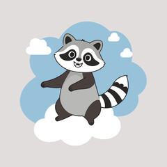 Cute vector illustration of a Raccoon for toddlers' playful adventures