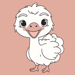 Vector illustration of an adorable Ostrich for young readers' books