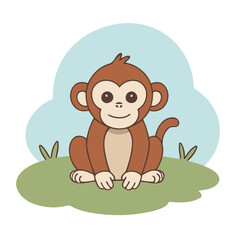 Cute Monkey for kids' storybook vector illustration