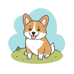 Cute vector illustration of a Corgi for children book