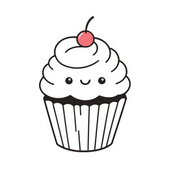 Cute vector illustration of a Cupcake for kids books