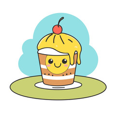 Cute Cake for children book vector illustration