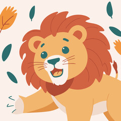 Cute Lion for toddlers' learning books vector illustration