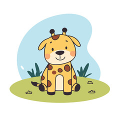 Vector illustration of a cute Giraffe for toddlers books