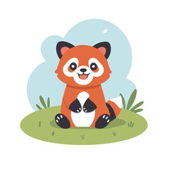 Cute vector illustration of a RedPanda for toddlers' playful adventures