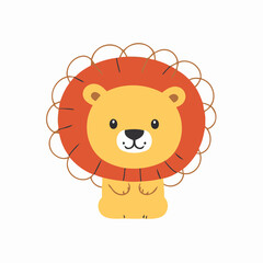Vector illustration of a cute Lion for toddlers