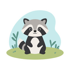 Cute vector illustration of a Raccoon for children's bedtime stories