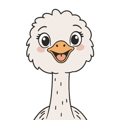 Cute Ostrich for toddlers story books vector illustration