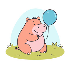 Vector illustration of a delightful Hippo for early readers' enjoyment
