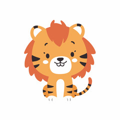 Cute vector illustration of a Tiger for toddlers story books