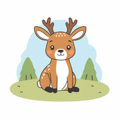 Vector illustration of a cute Deer for toddlers story books