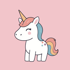 Vector illustration of a cute Unicorn for toddlers