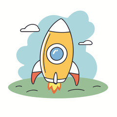 Cute vector illustration of a Rocket for toddlers' playful adventures