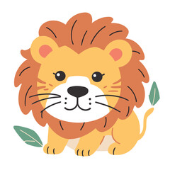 Obraz premium Vector illustration of a cute Lion for kids story book