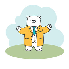 Vector illustration of a cute Polarbear for kids books