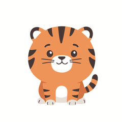 Vector illustration of a cute Tiger for toddlers books