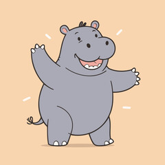 Vector illustration of an adorable Hippo for young readers' books