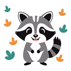 Vector illustration of a sweet Raccoon for youngsters' imaginative journeys
